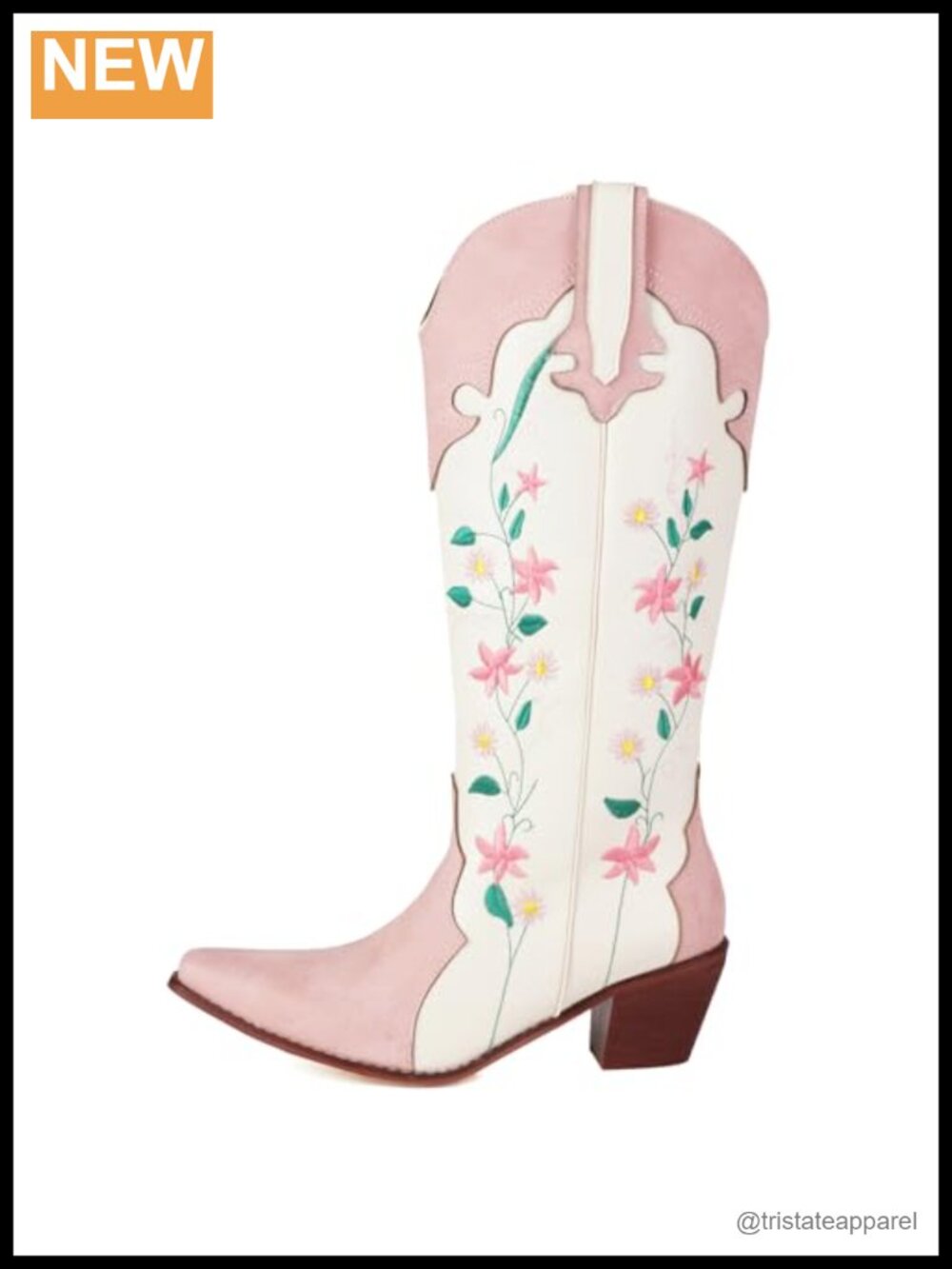Women's Embroidered Western Cowboy Boots Pointed Toe Chunky Stacked Heel